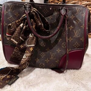 LOUIS VUITTON MONOGRAM SHINE DOC PM IN BORDEAUX RETAIL $2960-100% AUTHENTIC